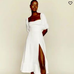 Reformation Belgium Linen Dress in White
